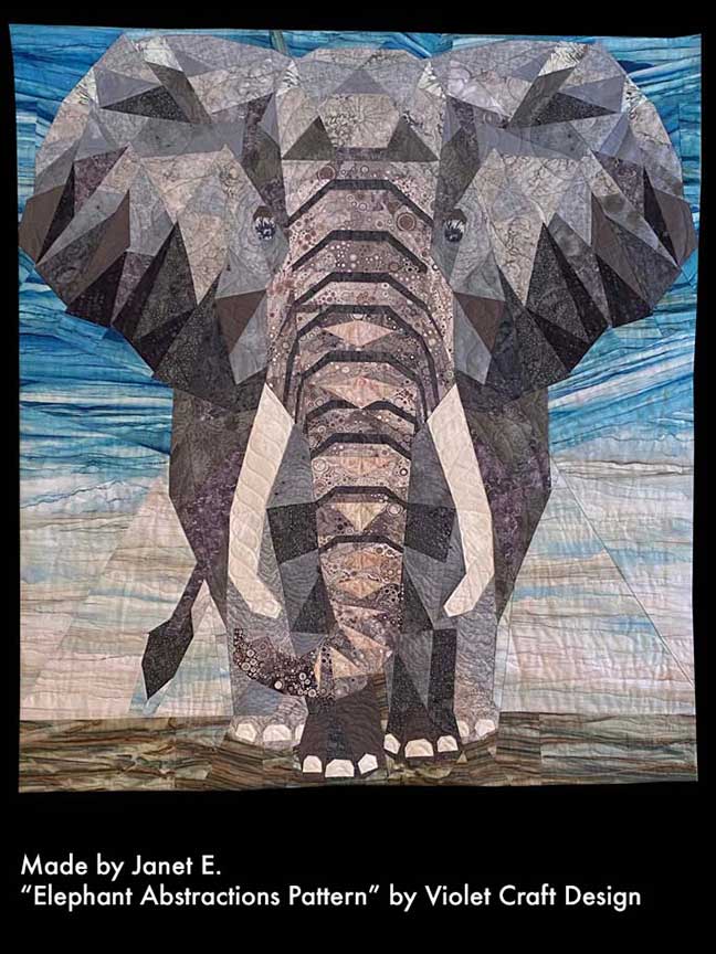 JanetE-1 Elephant Abstraction Pattern Quilt